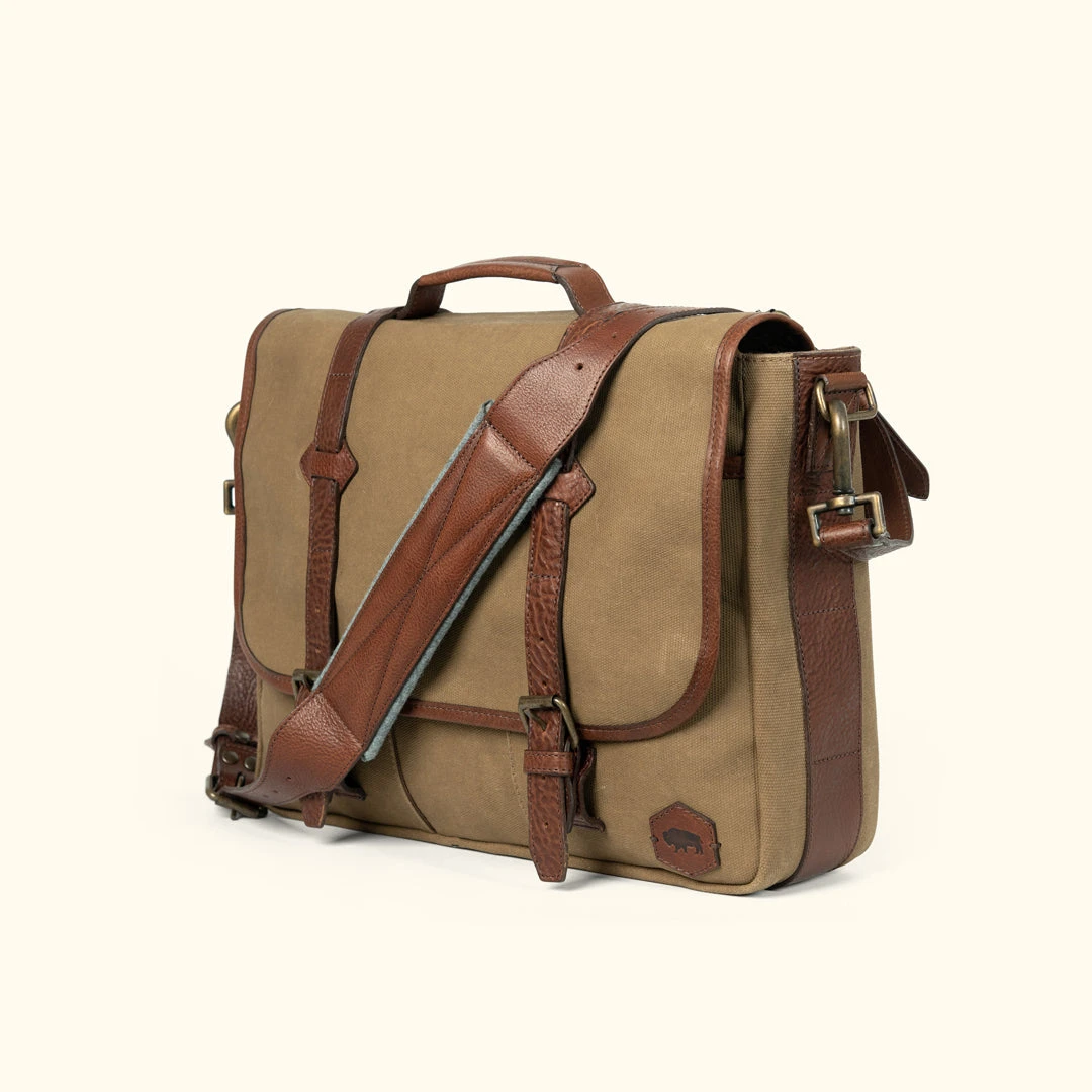 Buffalo Jackson Trading Co. Dakota Reserve Waxed Canvas Leather Messenger Bag | Field Khaki Buffalo Jackson Trading Co. Dakota Reserve Waxed Canvas Leather Messenger Bag | Field Khaki