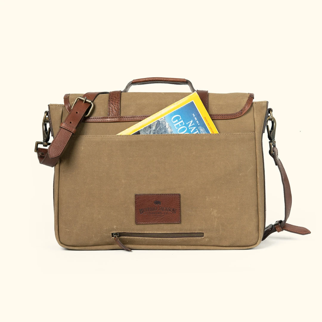 Buffalo Jackson Trading Co. Dakota Reserve Waxed Canvas Leather Messenger Bag | Field Khaki Buffalo Jackson Trading Co. Dakota Reserve Waxed Canvas Leather Messenger Bag | Field Khaki