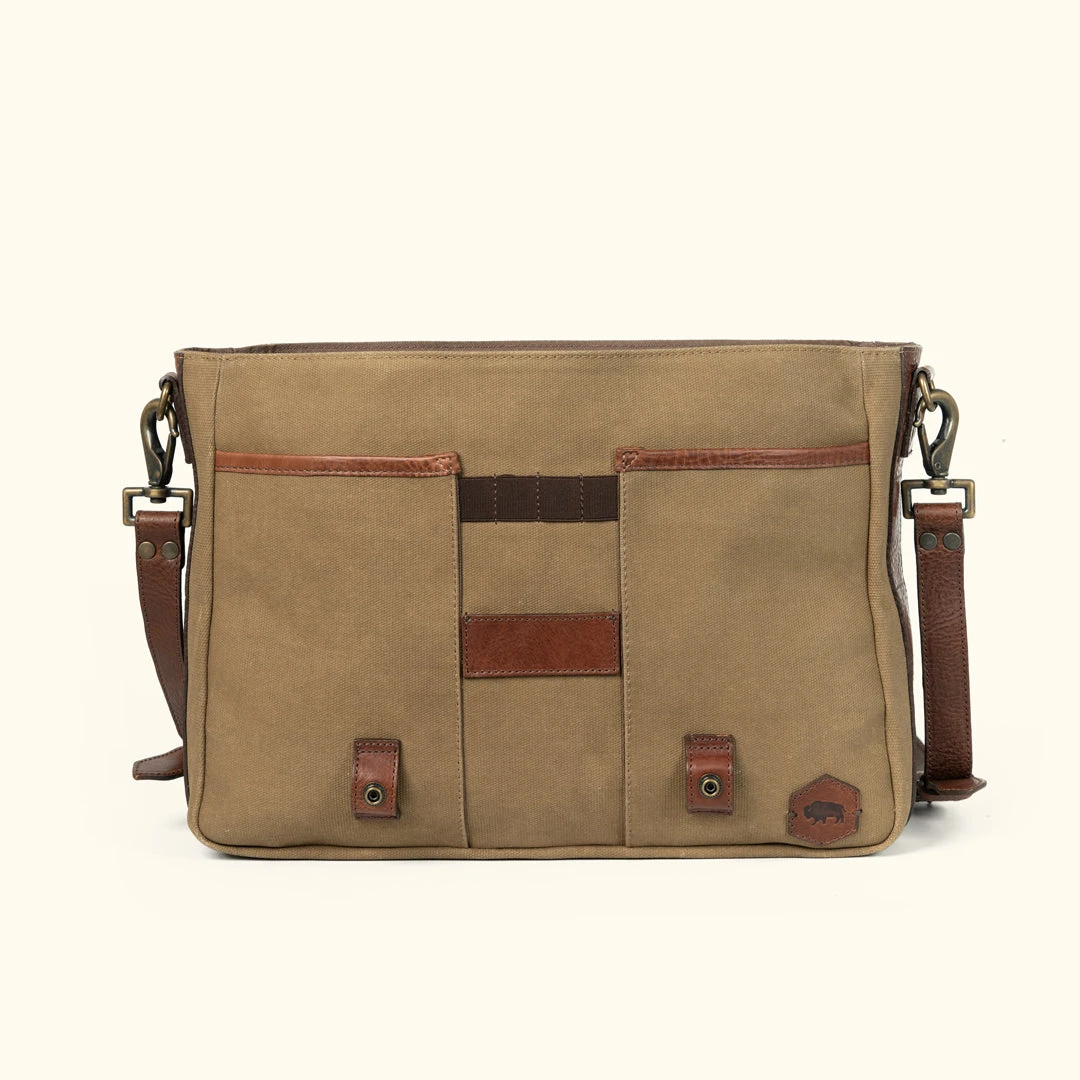 Buffalo Jackson Trading Co. Dakota Reserve Waxed Canvas Leather Messenger Bag | Field Khaki Buffalo Jackson Trading Co. Dakota Reserve Waxed Canvas Leather Messenger Bag | Field Khaki