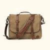 Buffalo Jackson Trading Co. Dakota Reserve Waxed Canvas Leather Messenger Bag | Field Khaki