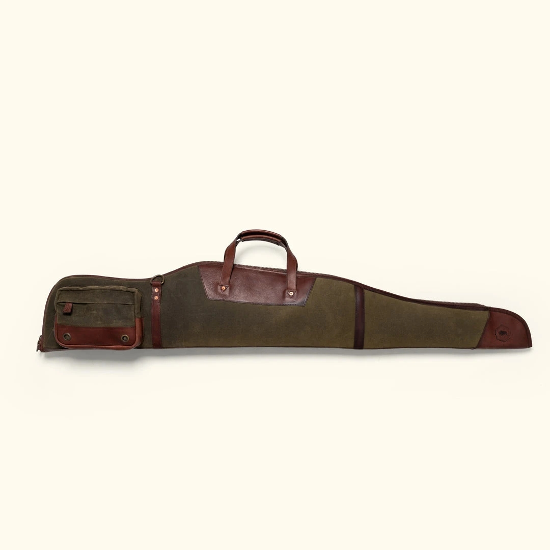 Buffalo Jackson Trading Co. Dakota Waxed Canvas Rifle Case | Green W/ Dark Briar Leather New 4 Buffalo Jackson Trading Co. Dakota Waxed Canvas Rifle Case | Green W/ Dark Briar Leather New