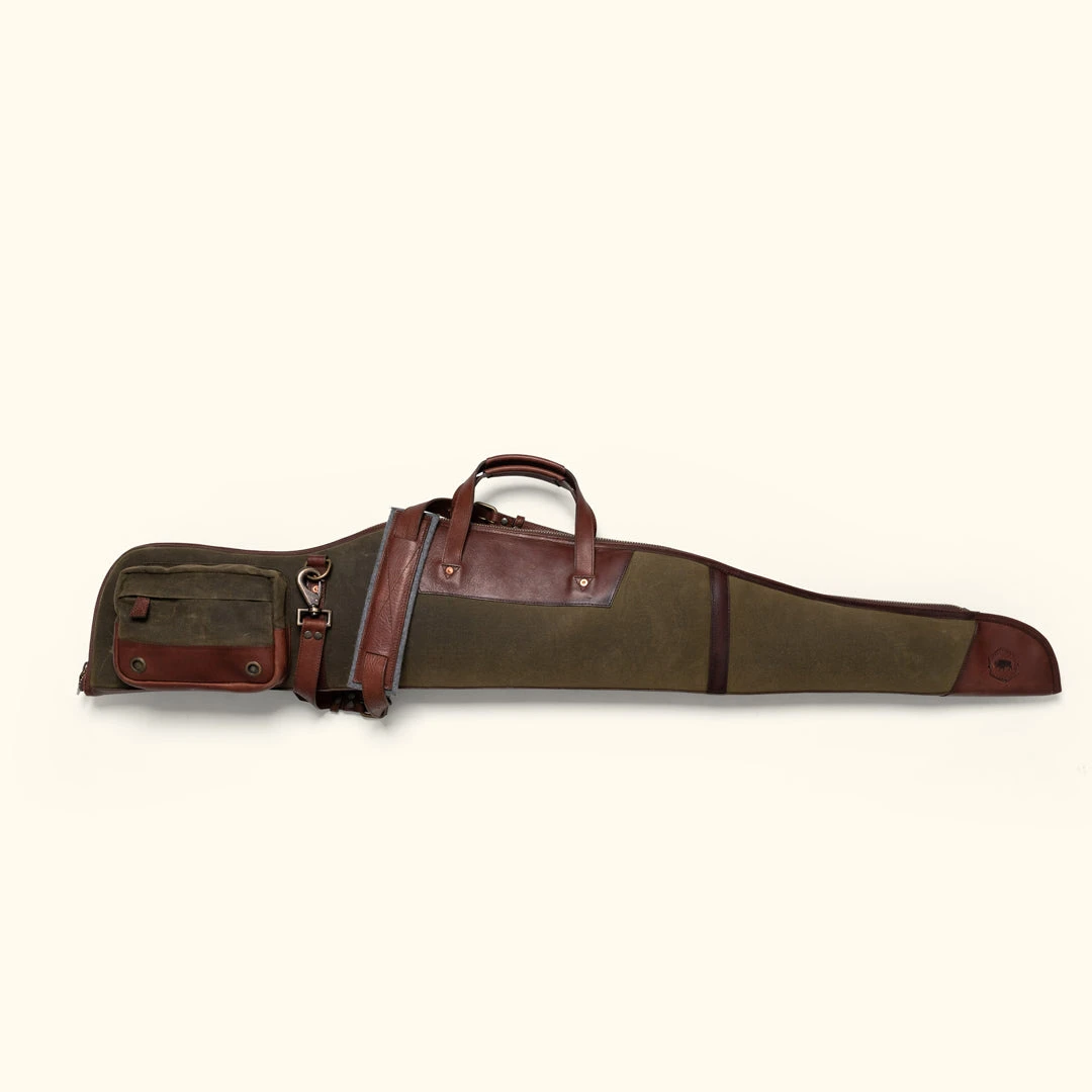 Buffalo Jackson Trading Co. Dakota Waxed Canvas Rifle Case | Green W/ Dark Briar Leather New 3 Buffalo Jackson Trading Co. Dakota Waxed Canvas Rifle Case | Green W/ Dark Briar Leather New