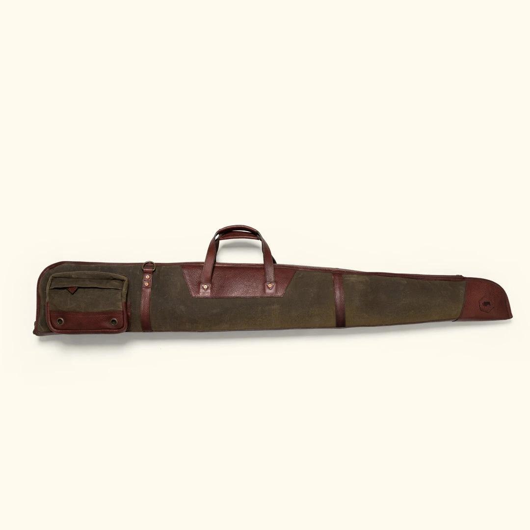 Buffalo Jackson Trading Co. Dakota Waxed Canvas Shotgun Case | Green W/ Dark Briar Leather 4 Buffalo Jackson Trading Co. Dakota Waxed Canvas Shotgun Case | Green W/ Dark Briar Leather
