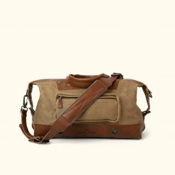 Buffalo Jackson Trading Co. Leather Duffle Bags Dakota Waxed Canvas Weekend Bag | Field Khaki W/ Chestnut Brown Leather 5 Buffalo Jackson Trading Co. Leather Duffle Bags Dakota Waxed Canvas Weekend Bag | Field Khaki W/ Chestnut Brown Leather