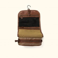 Buffalo Jackson Trading Co. Dakota Waxed Canvas Hanging Toiletry Bag/Dopp Kit | Field Khaki W/ Chestnut Brown Leather 7 Buffalo Jackson Trading Co. Dakota Waxed Canvas Hanging Toiletry Bag/Dopp Kit | Field Khaki W/ Chestnut Brown Leather