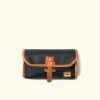 Buffalo Jackson Trading Co. Dakota Waxed Canvas Hanging Toiletry Bag/Dopp Kit | Navy Charcoal W/ Saddle Tan Leather