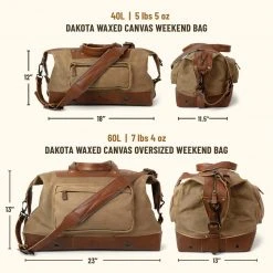 Buffalo Jackson Trading Co. Leather Duffle Bags Dakota Waxed Canvas Weekend Bag | Field Khaki W/ Chestnut Brown Leather 12 Buffalo Jackson Trading Co. Leather Duffle Bags Dakota Waxed Canvas Weekend Bag | Field Khaki W/ Chestnut Brown Leather