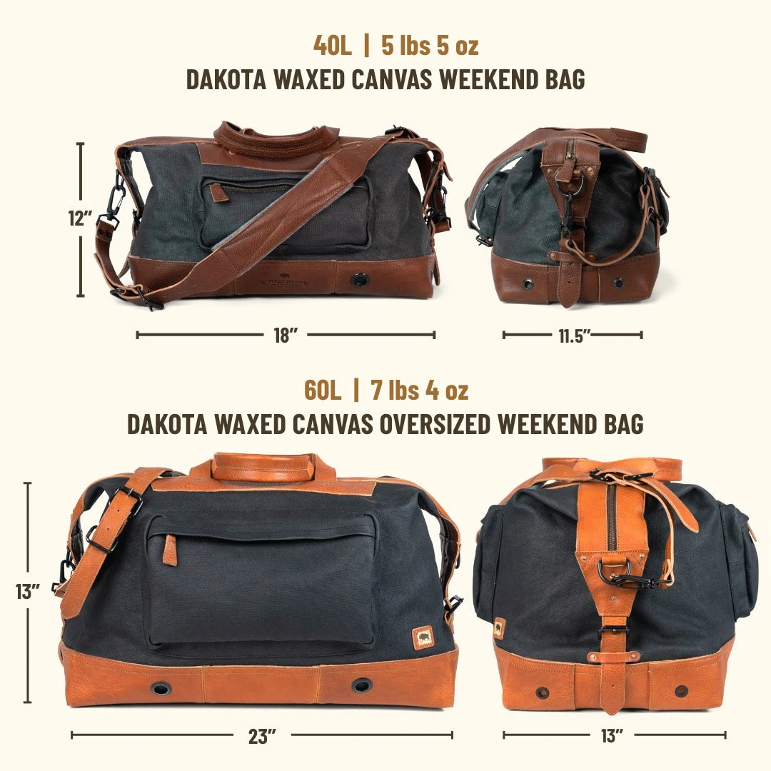 Buffalo Jackson Trading Co. Dakota Waxed Canvas Weekend Bag | Navy Charcoal W/ Chestnut Brown Leather Leather Duffle Bags 9 Buffalo Jackson Trading Co. Dakota Waxed Canvas Weekend Bag | Navy Charcoal W/ Chestnut Brown Leather Leather Duffle Bags