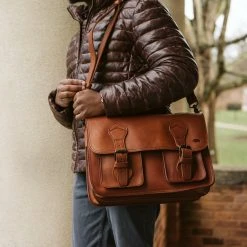 Buffalo Jackson Trading Co. Denver Leather Briefcase | Autumn Brown Leather Briefcases