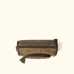 Buffalo Jackson Trading Co. Dopp Kits & Toiletry Kits Denver Waxed Canvas Shaving Kit/Dopp Kit | Moss W/ Dark Briar Leather