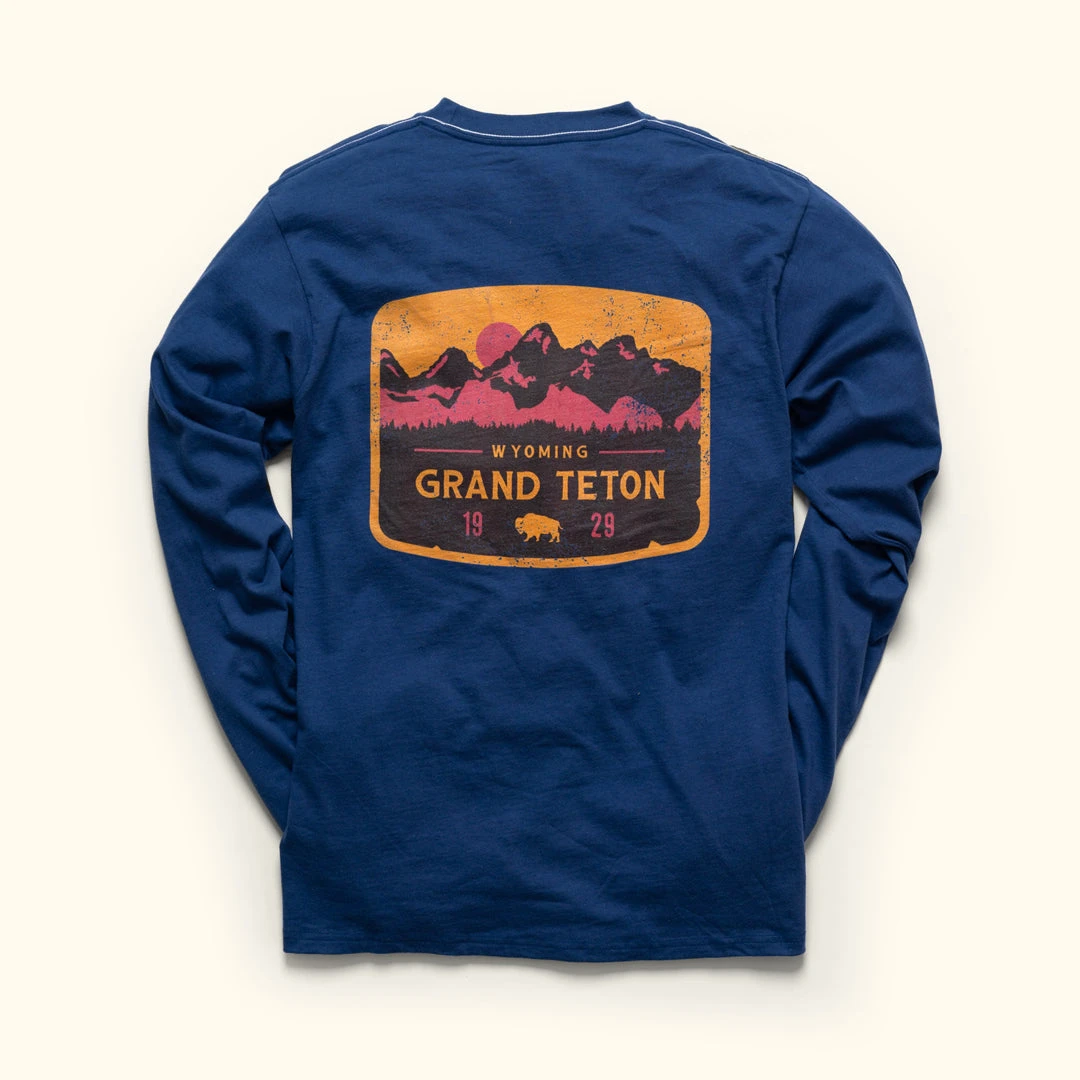 Buffalo Jackson Trading Co. Apparel Grand Teton National Park L/S Tee | Royal Blue Buffalo Jackson Trading Co. Apparel Grand Teton National Park L/S Tee | Royal Blue
