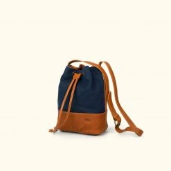 Buffalo Jackson Trading Co. Madison Waxed Canvas Bucket Bag | Navy W/ Saddle Tan Leather