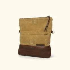 Buffalo Jackson Trading Co. Madison Waxed Canvas Crossbody Foldover Clutch | Khaki W/ Dark Hazelnut Leather