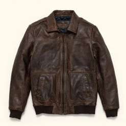 Buffalo Jackson Trading Co. Leather Jackets Maverick Leather Bomber Jacket | Distressed Brown 5 Buffalo Jackson Trading Co. Leather Jackets Maverick Leather Bomber Jacket | Distressed Brown