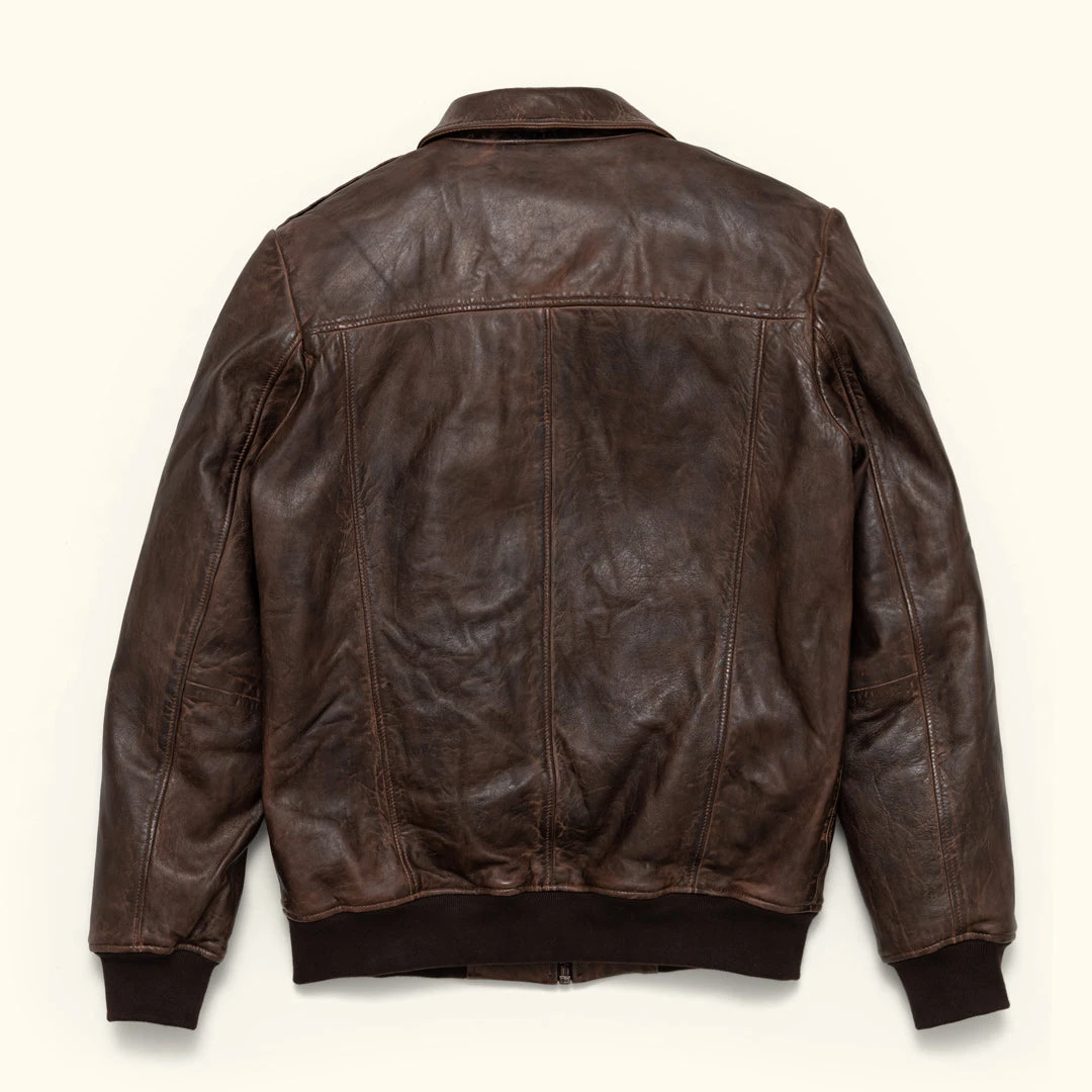 Buffalo Jackson Trading Co. Leather Jackets Maverick Leather Bomber Jacket | Distressed Brown Buffalo Jackson Trading Co. Leather Jackets Maverick Leather Bomber Jacket | Distressed Brown