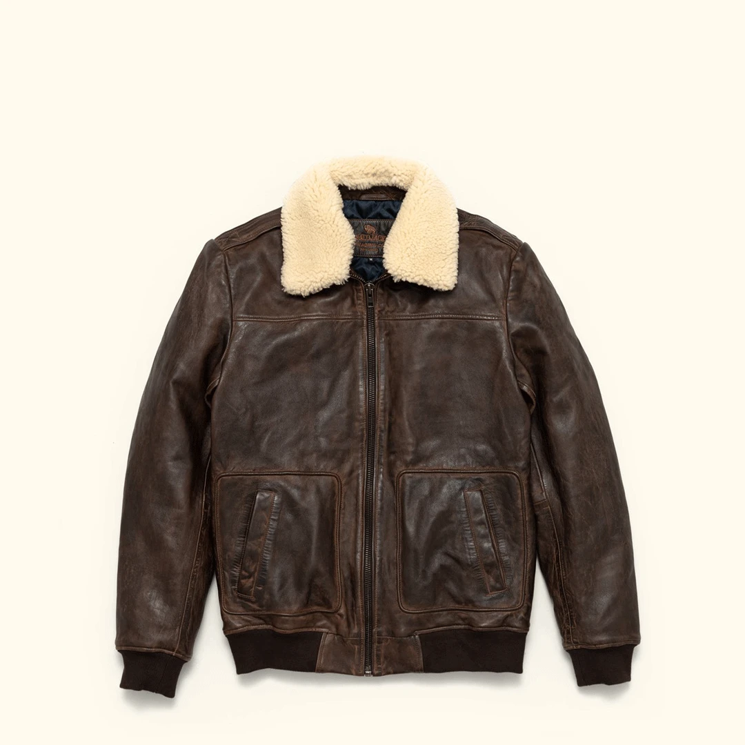 Buffalo Jackson Trading Co. Leather Jackets Maverick Leather Bomber Jacket | Distressed Brown Buffalo Jackson Trading Co. Leather Jackets Maverick Leather Bomber Jacket | Distressed Brown