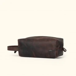 Buffalo Jackson Trading Co. Roosevelt Buffalo Leather Dopp Kit | Dark Oak Dopp Kits & Toiletry Kits