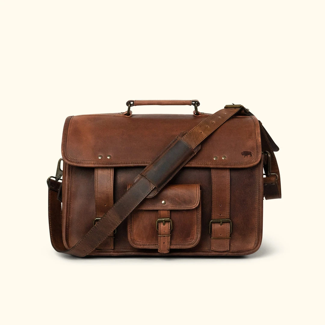 Buffalo Jackson Trading Co. Roosevelt Buffalo Leather Briefcase Bag | Dark Oak Best Sellers 3 Buffalo Jackson Trading Co. Roosevelt Buffalo Leather Briefcase Bag | Dark Oak Best Sellers