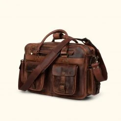 Buffalo Jackson Trading Co. Roosevelt Buffalo Leather Pilot Bag | Dark Oak