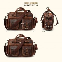 Buffalo Jackson Trading Co. Roosevelt Buffalo Leather Pilot Bag | Dark Oak