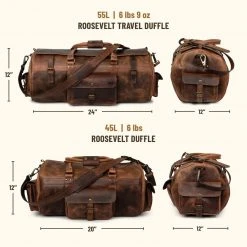 Buffalo Jackson Trading Co. Roosevelt Buffalo Leather Travel Duffle Bag | Dark Oak