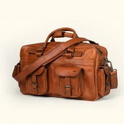 Buffalo Jackson Trading Co. Roosevelt Buffalo Leather Pilot Bag - Large | Amber Brown New