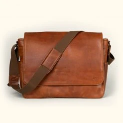 Buffalo Jackson Trading Co. Roosevelt Buffalo Leather Satchel Messenger Bag - Large | Amber Brown