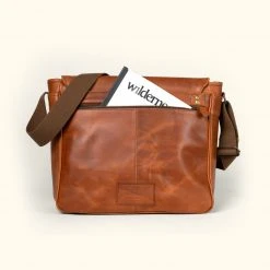 Buffalo Jackson Trading Co. Roosevelt Buffalo Leather Satchel Messenger Bag | Amber Brown New