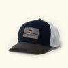 Buffalo Jackson Trading Co. Accessories Trucker Leather Gray Patch Hat | Navy And Gray