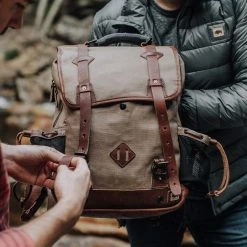Buffalo Jackson Trading Co. Leather Backpacks Dakota Waxed Canvas Commuter Backpack | Field Khaki W/ Chestnut Brown Leather 10 Buffalo Jackson Trading Co. Leather Backpacks Dakota Waxed Canvas Commuter Backpack | Field Khaki W/ Chestnut Brown Leather