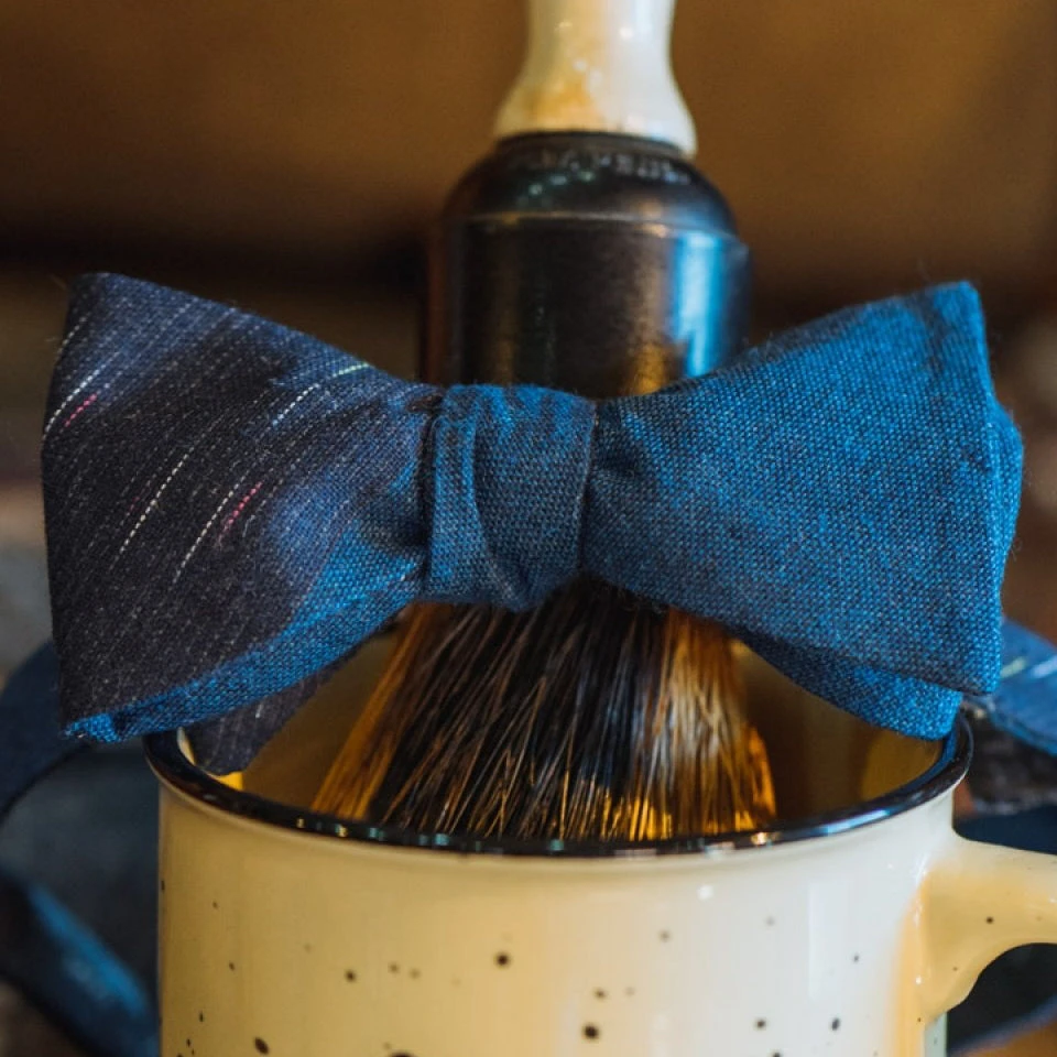 Buffalo Jackson Trading Co. Apparel Vintage Stripe Cotton Bow Tie | Blue 5 Buffalo Jackson Trading Co. Apparel Vintage Stripe Cotton Bow Tie | Blue