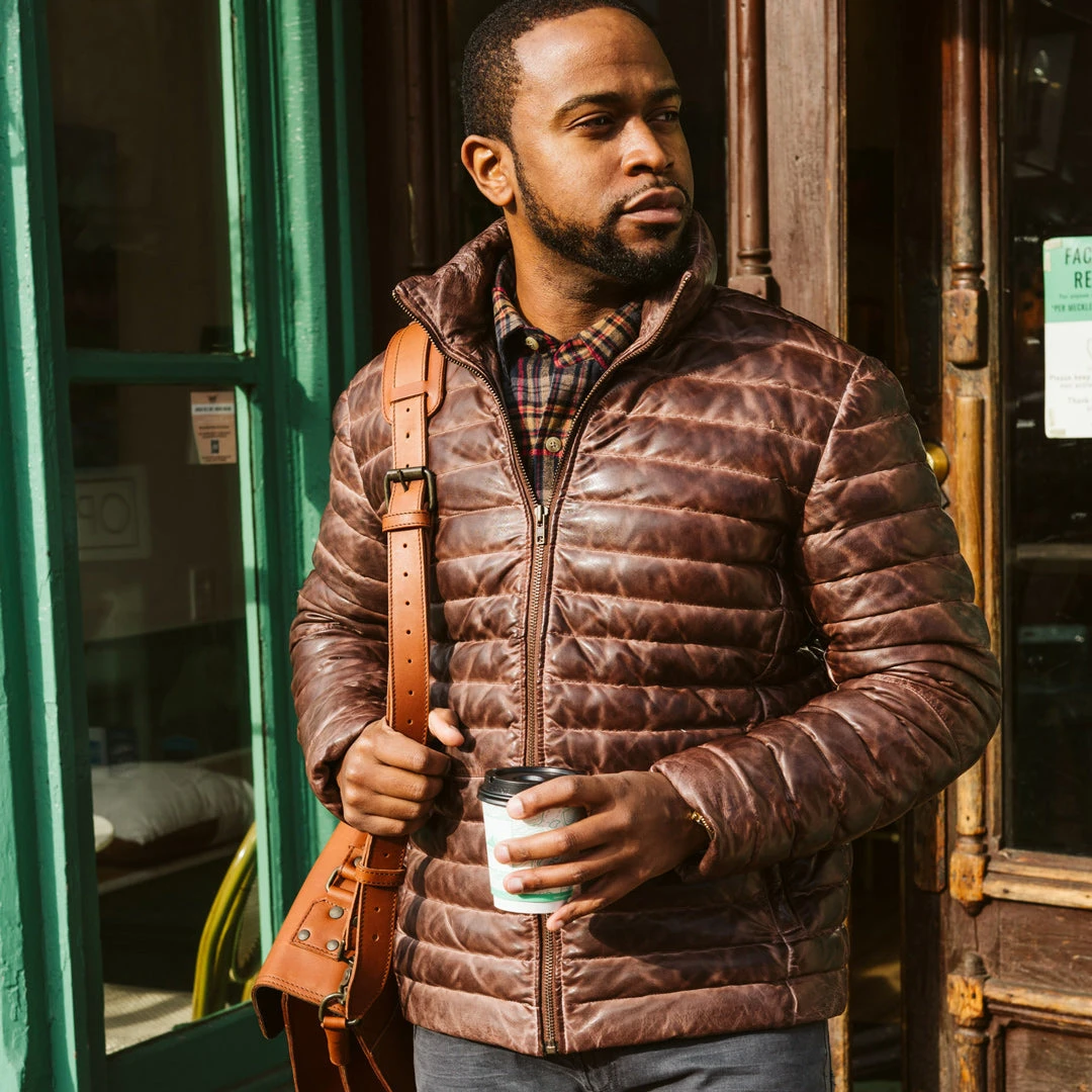 Buffalo Jackson Trading Co. Leather Jackets Bridger Leather Down Jacket | Dark Brown 14 Buffalo Jackson Trading Co. Leather Jackets Bridger Leather Down Jacket | Dark Brown