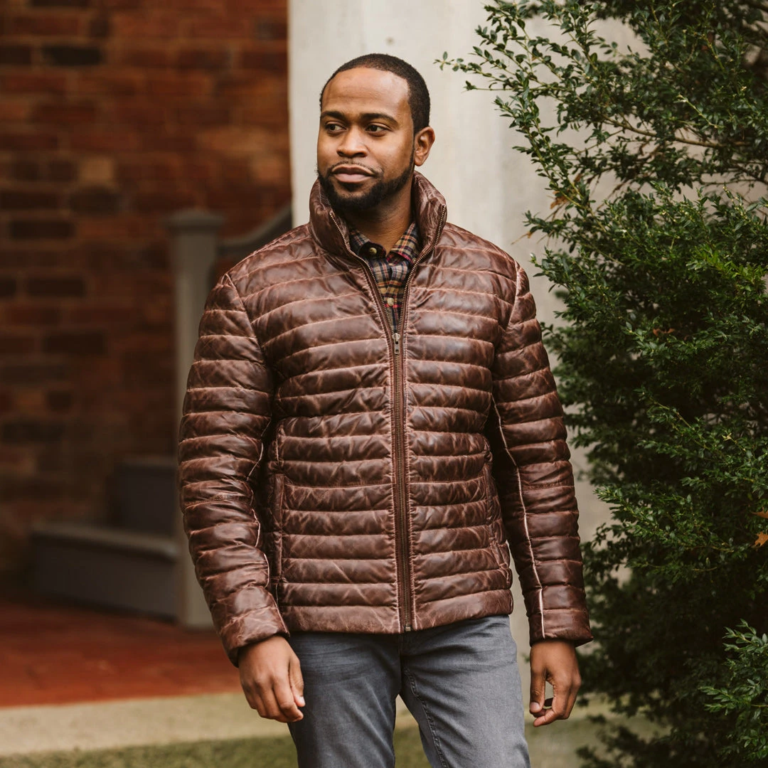 Buffalo Jackson Trading Co. Leather Jackets Bridger Leather Down Jacket | Dark Brown 4 Buffalo Jackson Trading Co. Leather Jackets Bridger Leather Down Jacket | Dark Brown