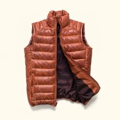 Buffalo Jackson Trading Co. Leather Jackets Bridger Leather Down Vest | Light Brown