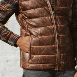 Buffalo Jackson Trading Co. Leather Jackets Bridger Leather Down Vest | Dark Brown 11 Buffalo Jackson Trading Co. Leather Jackets Bridger Leather Down Vest | Dark Brown