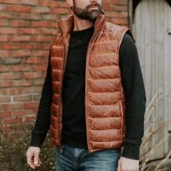 Buffalo Jackson Trading Co. Leather Jackets Bridger Leather Down Vest | Light Brown