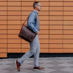 Buffalo Jackson Trading Co. Best Sellers Roosevelt Buffalo Leather Satchel Messenger Bag | Dark Oak