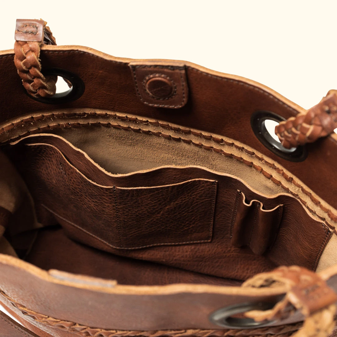 Buffalo Jackson Trading Co. Camden Braided Leather Tote | Hickory Leather Totes Buffalo Jackson Trading Co. Camden Braided Leather Tote | Hickory Leather Totes