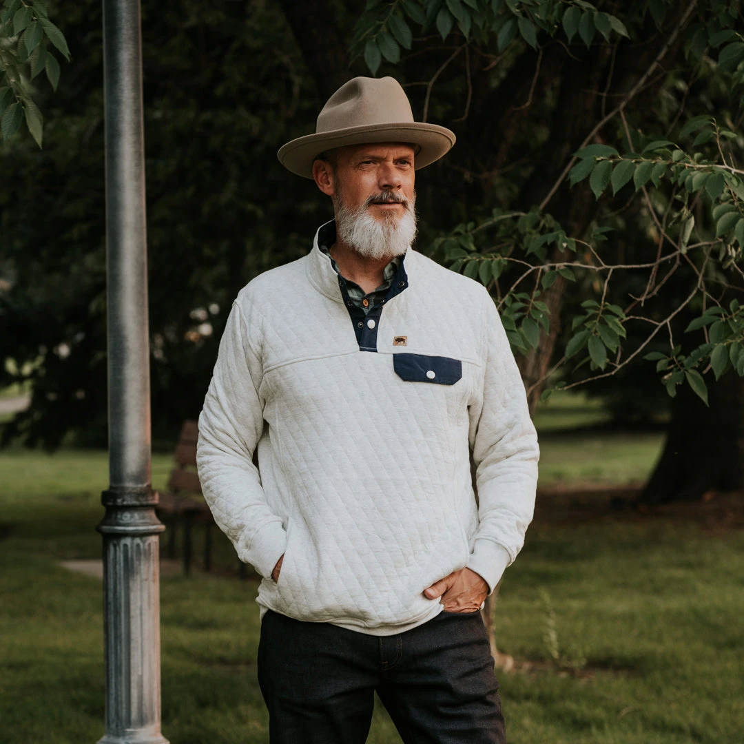 Buffalo Jackson Trading Co. Apparel Cannon Quilted Pullover | Ecru Heather Buffalo Jackson Trading Co. Apparel Cannon Quilted Pullover | Ecru Heather
