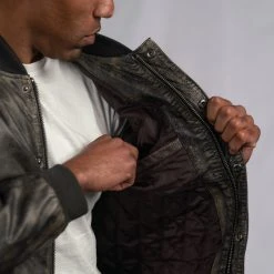 Buffalo Jackson Trading Co. Rebel Bomber Leather Jacket | Distressed Black