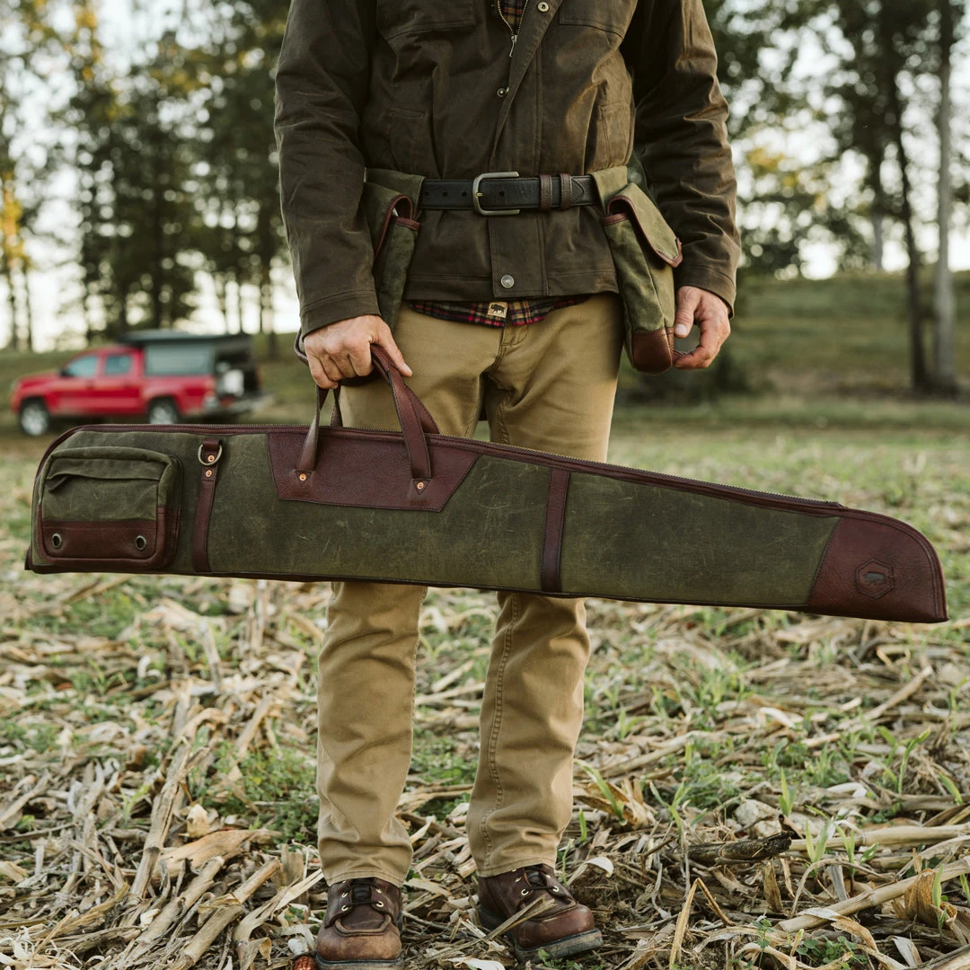 Buffalo Jackson Trading Co. Dakota Waxed Canvas Shotgun Case | Green W/ Dark Briar Leather 9 Buffalo Jackson Trading Co. Dakota Waxed Canvas Shotgun Case | Green W/ Dark Briar Leather