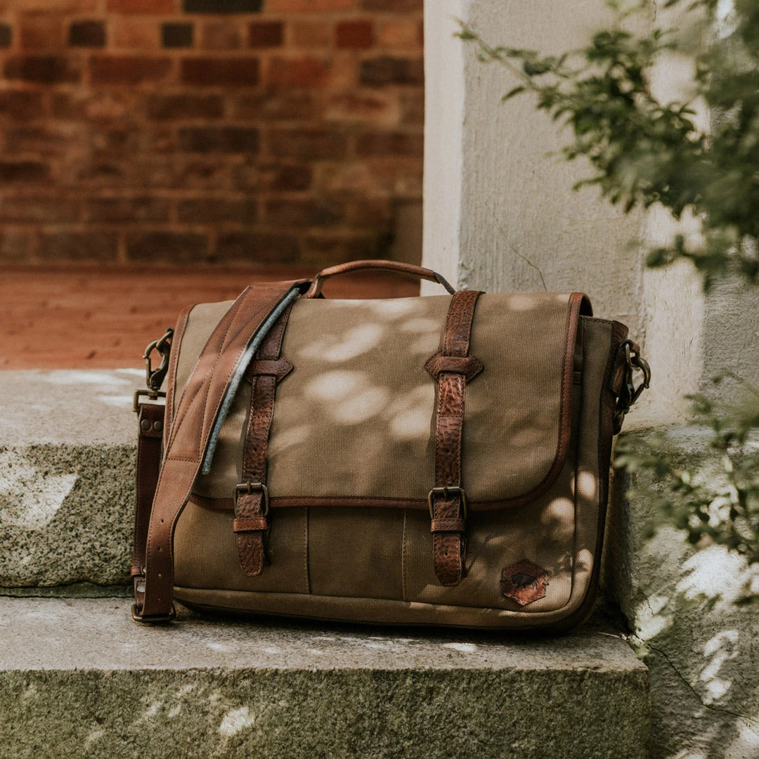 Buffalo Jackson Trading Co. Dakota Reserve Waxed Canvas Leather Messenger Bag | Field Khaki Buffalo Jackson Trading Co. Dakota Reserve Waxed Canvas Leather Messenger Bag | Field Khaki