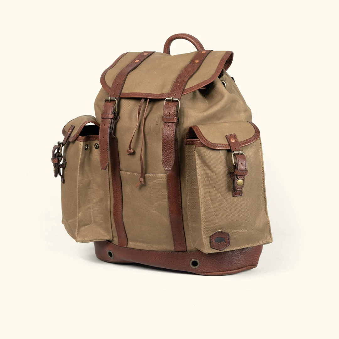 Buffalo Jackson Trading Co. Dakota Reserve Waxed Canvas Rucksack | Field Khaki New 4 Buffalo Jackson Trading Co. Dakota Reserve Waxed Canvas Rucksack | Field Khaki New