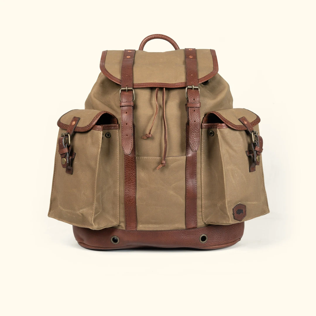Buffalo Jackson Trading Co. Dakota Reserve Waxed Canvas Rucksack | Field Khaki New 3 Buffalo Jackson Trading Co. Dakota Reserve Waxed Canvas Rucksack | Field Khaki New