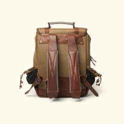 Buffalo Jackson Trading Co. Leather Backpacks Dakota Waxed Canvas Commuter Backpack | Field Khaki W/ Chestnut Brown Leather 5 Buffalo Jackson Trading Co. Leather Backpacks Dakota Waxed Canvas Commuter Backpack | Field Khaki W/ Chestnut Brown Leather
