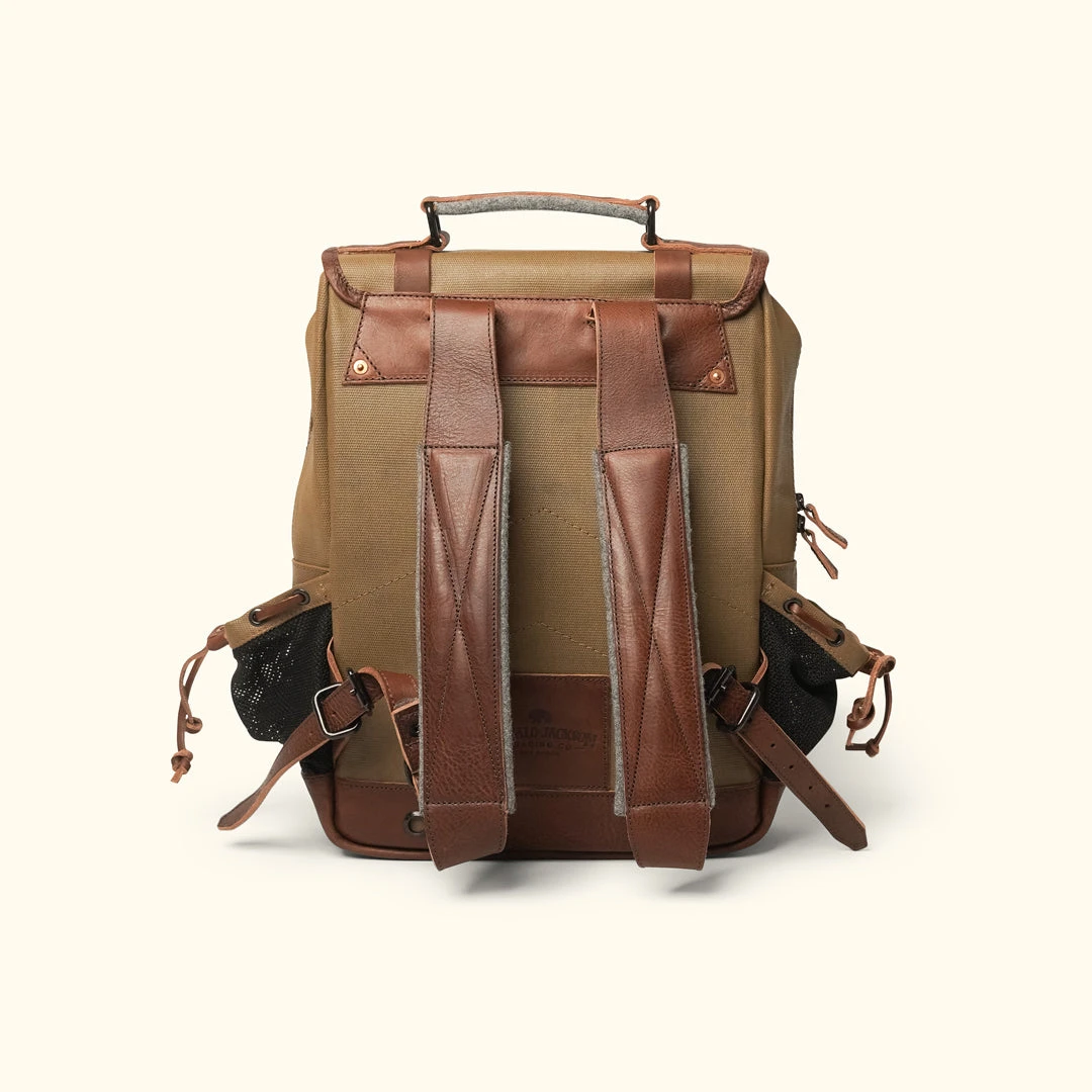 Buffalo Jackson Trading Co. Leather Backpacks Dakota Waxed Canvas Commuter Backpack | Field Khaki W/ Chestnut Brown Leather Buffalo Jackson Trading Co. Leather Backpacks Dakota Waxed Canvas Commuter Backpack | Field Khaki W/ Chestnut Brown Leather