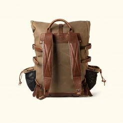 Buffalo Jackson Trading Co. Leather Travel Bags Waxed Canvas Rolltop Backpack | Dakota Collection | Field Khaki 17 Buffalo Jackson Trading Co. Leather Travel Bags Waxed Canvas Rolltop Backpack | Dakota Collection | Field Khaki