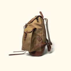 Buffalo Jackson Trading Co. Leather Travel Bags Dakota Waxed Canvas Rucksack | Field Khaki W/ Chestnut Brown Leather 4 Buffalo Jackson Trading Co. Leather Travel Bags Dakota Waxed Canvas Rucksack | Field Khaki W/ Chestnut Brown Leather