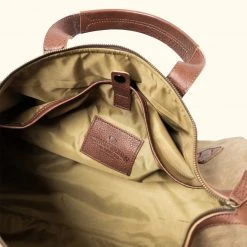 Buffalo Jackson Trading Co. Dakota Waxed Canvas Duffle Bag/Backpack | Field Khaki W/ Chestnut Brown Leather