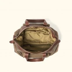 Buffalo Jackson Trading Co. Leather Duffle Bags Dakota Waxed Canvas Weekend Bag | Field Khaki W/ Chestnut Brown Leather 6 Buffalo Jackson Trading Co. Leather Duffle Bags Dakota Waxed Canvas Weekend Bag | Field Khaki W/ Chestnut Brown Leather